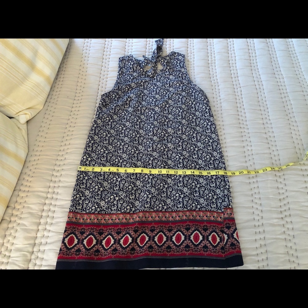 Blue & White Patterned Mini Dress - Picture 6 of 6